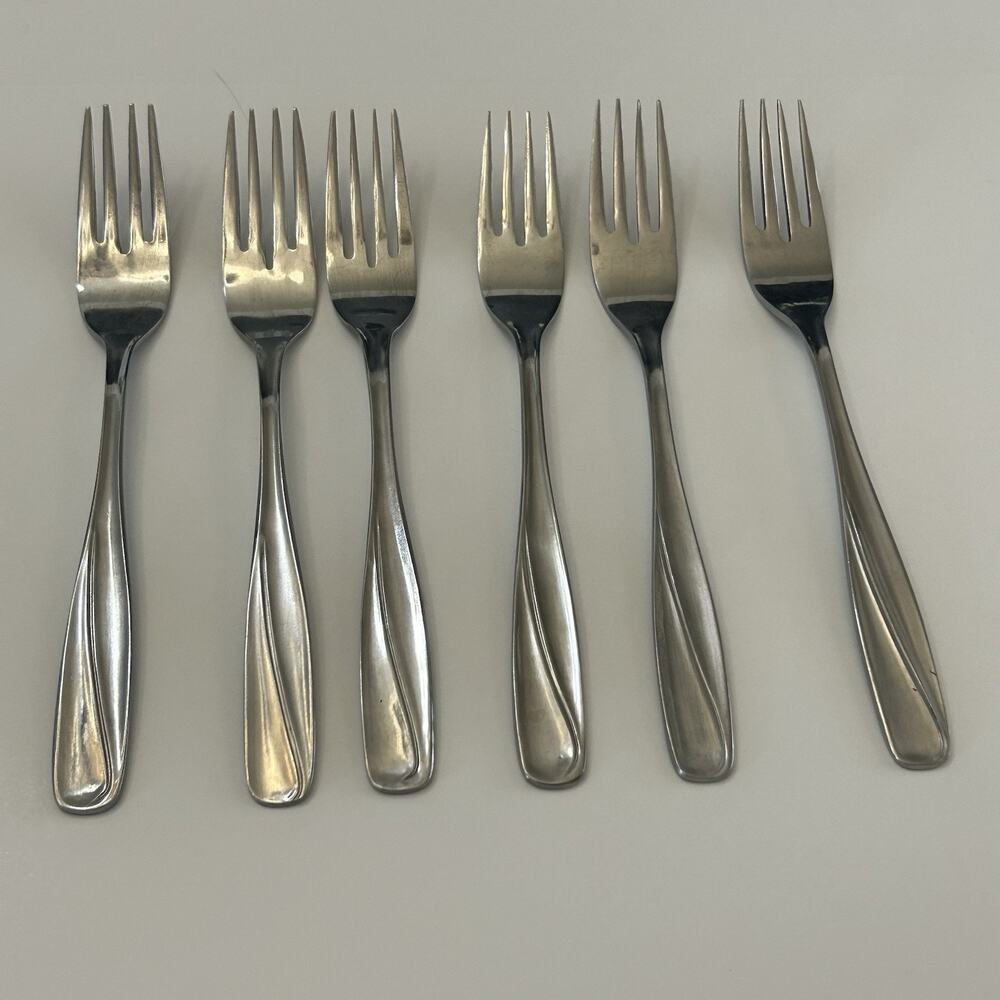 CG Flatware Dinner Forks Cg5 Pattern Glossy Stainless JAPAN Set of 6 Vintage